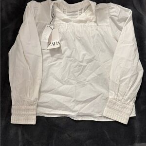 Zara White Long Sleeve Blouse